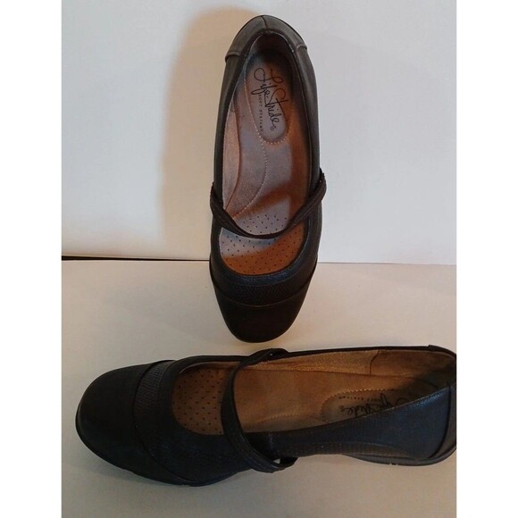 LifeStride Shoes - LifeStride Dare Mary Janes Black Wm US Sz 7M Strap Front Side Design Slip-on